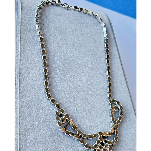 1950's Blue Rhinestone Mid Century Vintage Choker Necklace, Prom Formal Jewelry - Picture 12 of 12